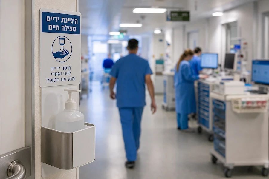 הקפדה על היגיינת ידיים היא עדיין אחד האמצעים היעילים והחשובים ביותר לצמצום זיהומים נרכשים בבתי חולים. אילוסטרציה: AI
