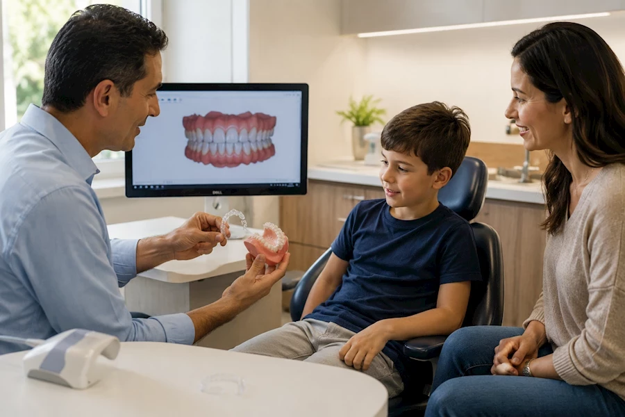 גישת ה - Invisalign First, מאפשרת היום לבצע טיפולים מוקדמים בקשתיות שקופות גם לילדים צעירים. אילוסטרציה: AI